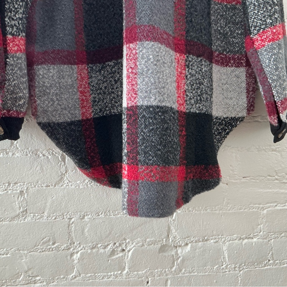 DAVI & DANI Oversized Plaid Shacket Button Up Wool Blend Textured Flannel Jacket - Picture 13 of 16